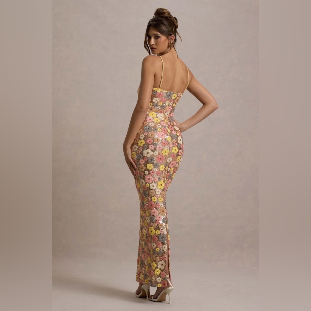 Floral Sequin Square-Neck Maxi Dress - Medium size - Picture 7 of 7
